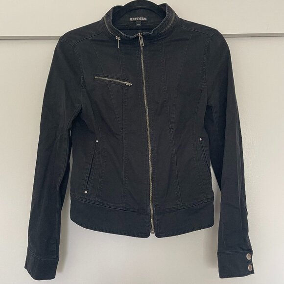 Express Jackets & Blazers - Express Denim Moto Jacket in black